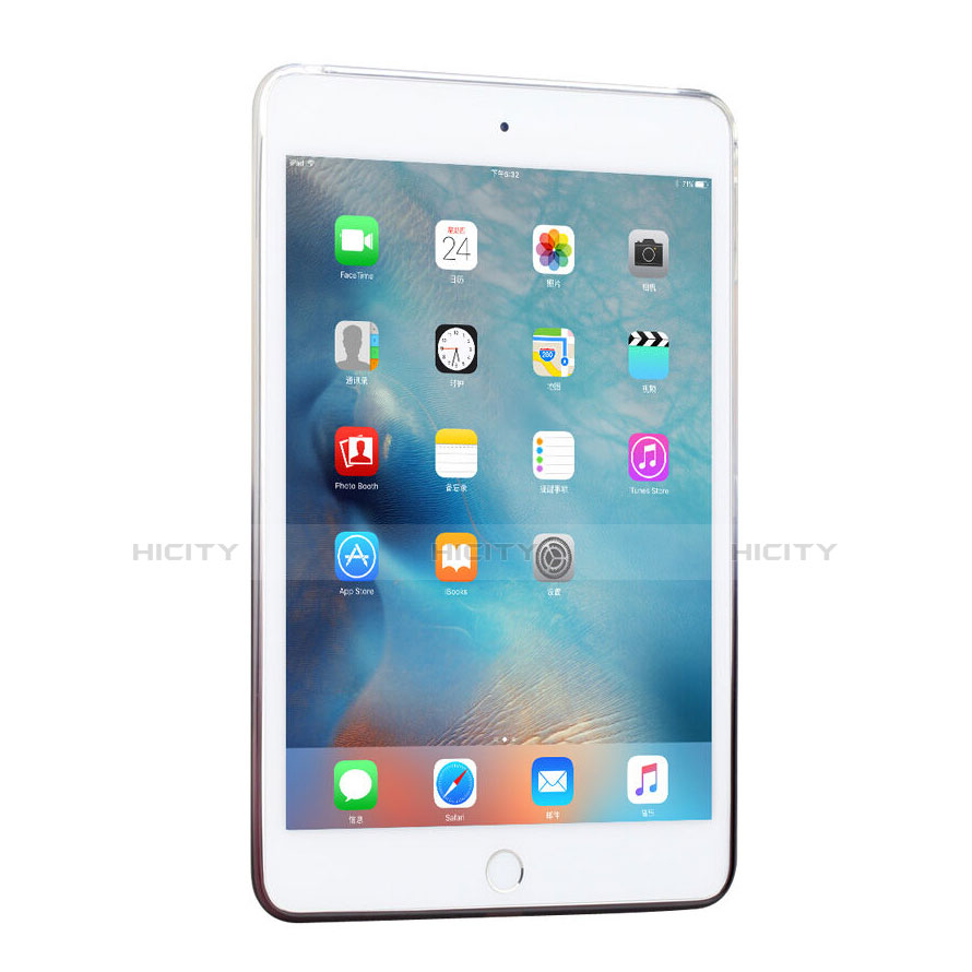 Apple iPad Mini 4用極薄ソフトケース グラデーション 勾配色 クリア透明 アップル グレー