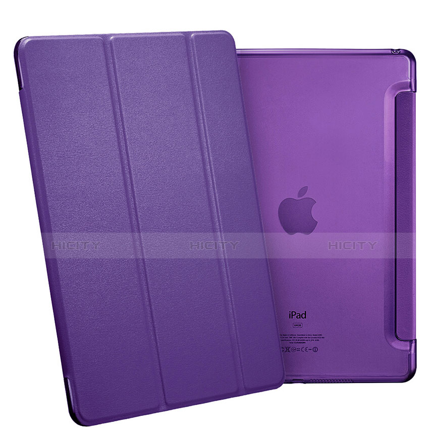 Apple iPad Mini 4用手帳型 レザーケース スタンド L06 アップル パープル