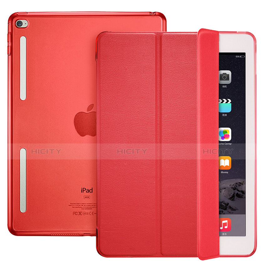 Apple iPad Mini 4用手帳型 レザーケース スタンド L06 アップル レッド
