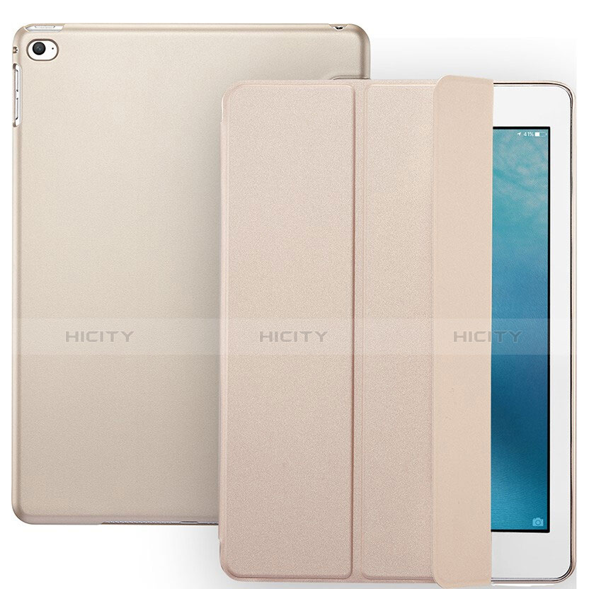 Apple iPad Mini 4用手帳型 レザーケース スタンド L08 アップル ゴールド