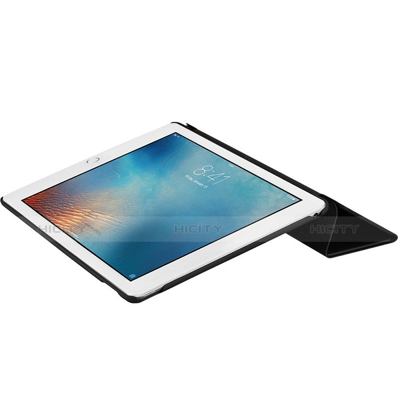 Apple iPad Mini 4用手帳型 レザーケース スタンド L08 アップル ブラック