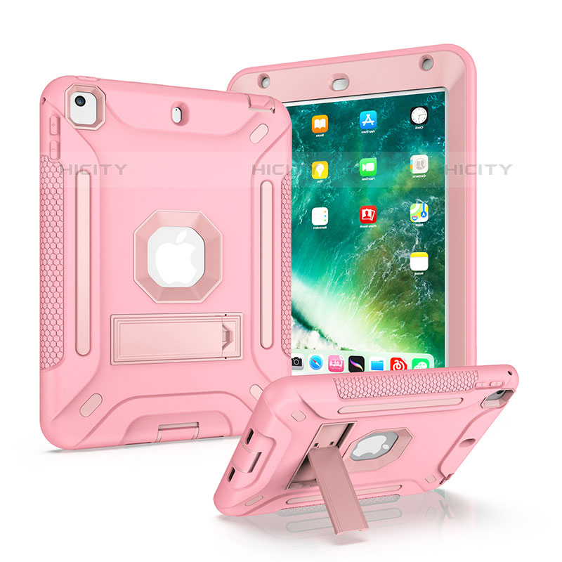 Apple iPad Mini 4用ハイブリットバンパーケース スタンド プラスチック 兼シリコーン カバー YJ2 アップル ピンク