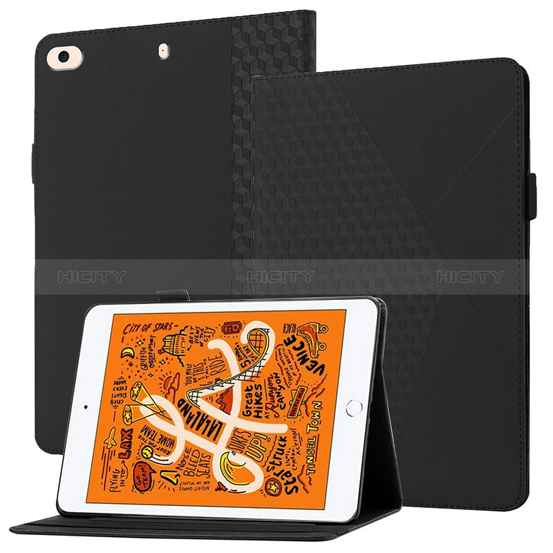 Apple iPad Mini 4用手帳型 レザーケース スタンド カバー YX1 アップル ブラック