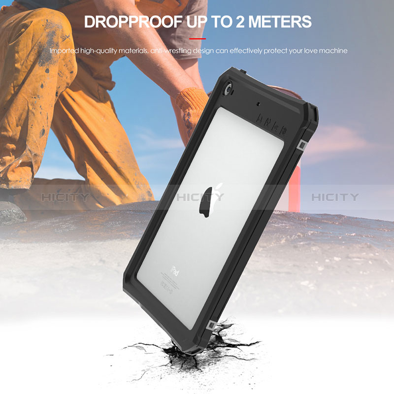 Apple iPad Mini 4用完全防水ケース ハイブリットバンパーカバー 高級感 手触り良い 360度 W01 アップル ブラック