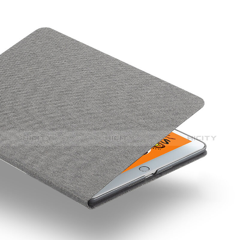 Apple iPad Mini 5 (2019)用手帳型 布 スタンド アップル グレー