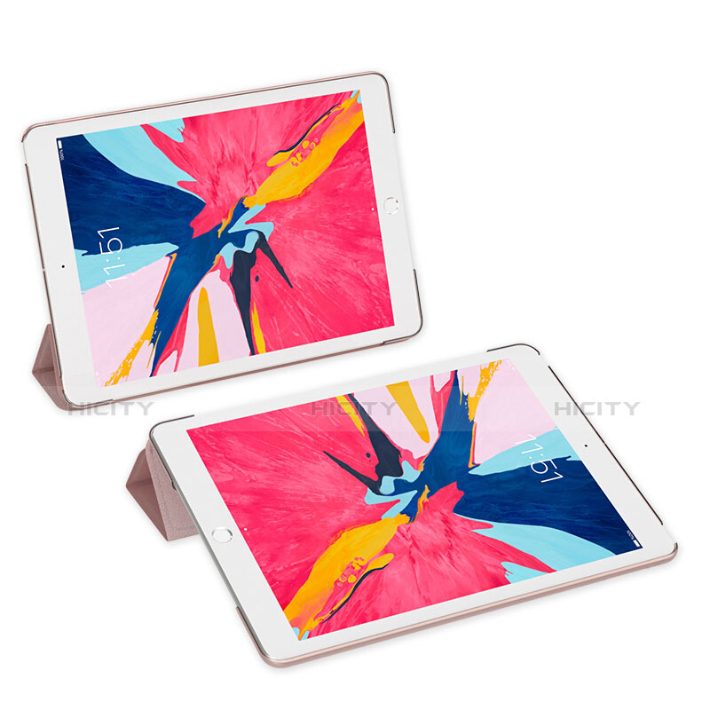 Apple iPad Mini 5 (2019)用手帳型 レザーケース スタンド アップル ローズゴールド