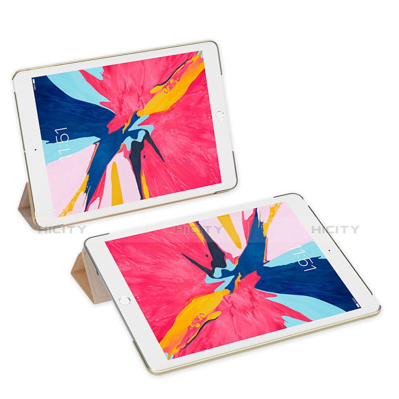 Apple iPad Mini 5 (2019)用手帳型 レザーケース スタンド アップル ゴールド