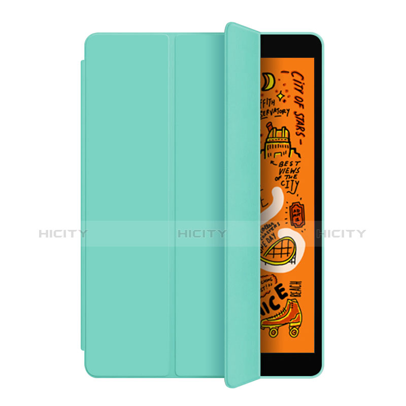 Apple iPad Mini 5 (2019)用手帳型 レザーケース スタンド L04 アップル シアン