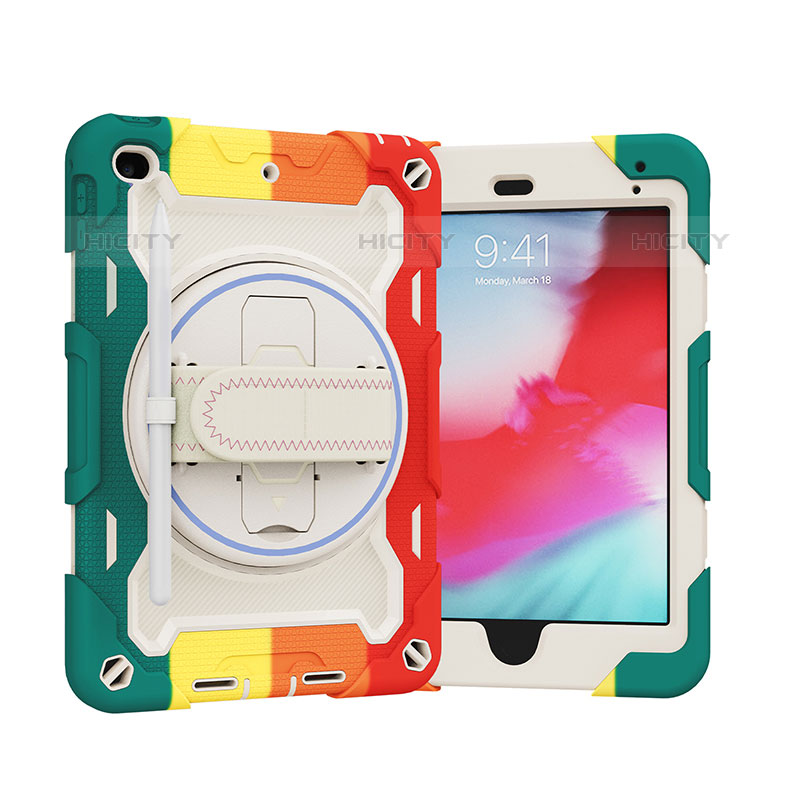 Apple iPad Mini 5 (2019)用ハイブリットバンパーケース スタンド プラスチック 兼シリコーン カバー L01 アップル レッド