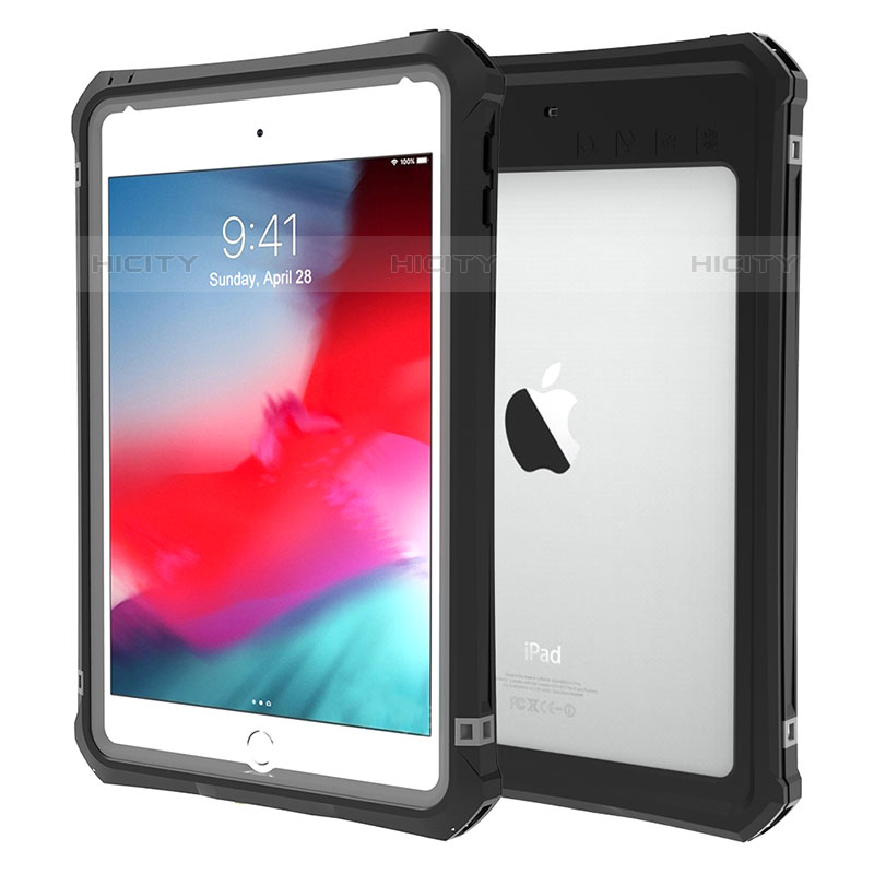 Apple iPad Mini 5 (2019)用完全防水ケース ハイブリットバンパーカバー 高級感 手触り良い 360度 W01 アップル ブラック