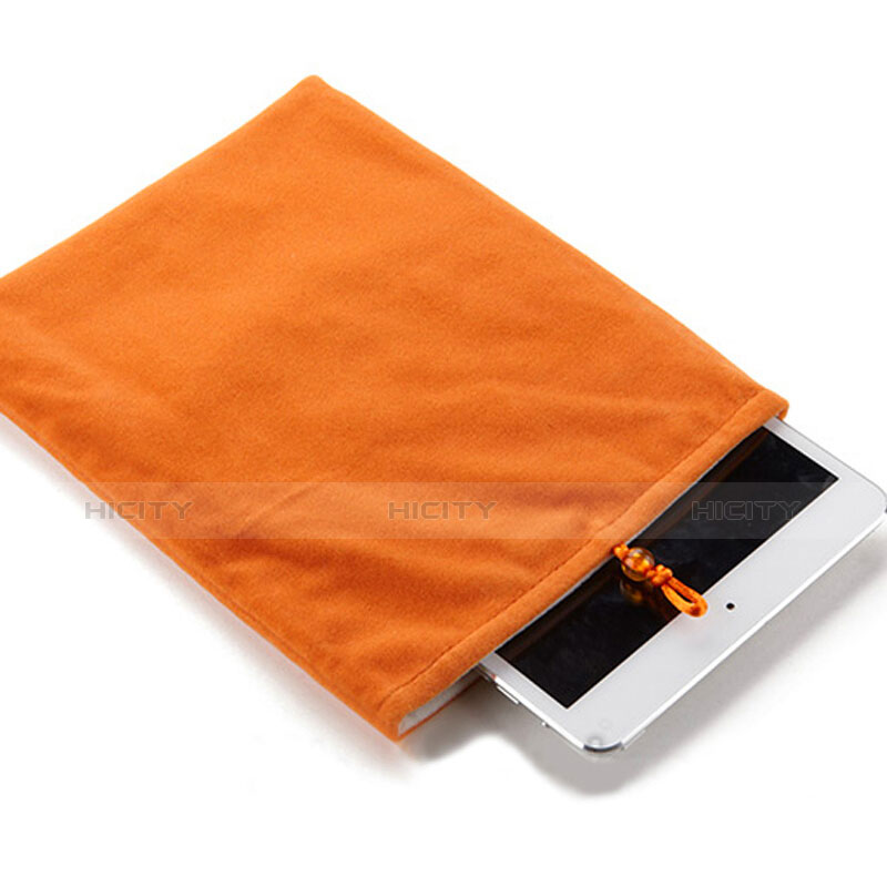 Apple iPad Mini 5 (2019)用ソフトベルベットポーチバッグ ケース アップル オレンジ