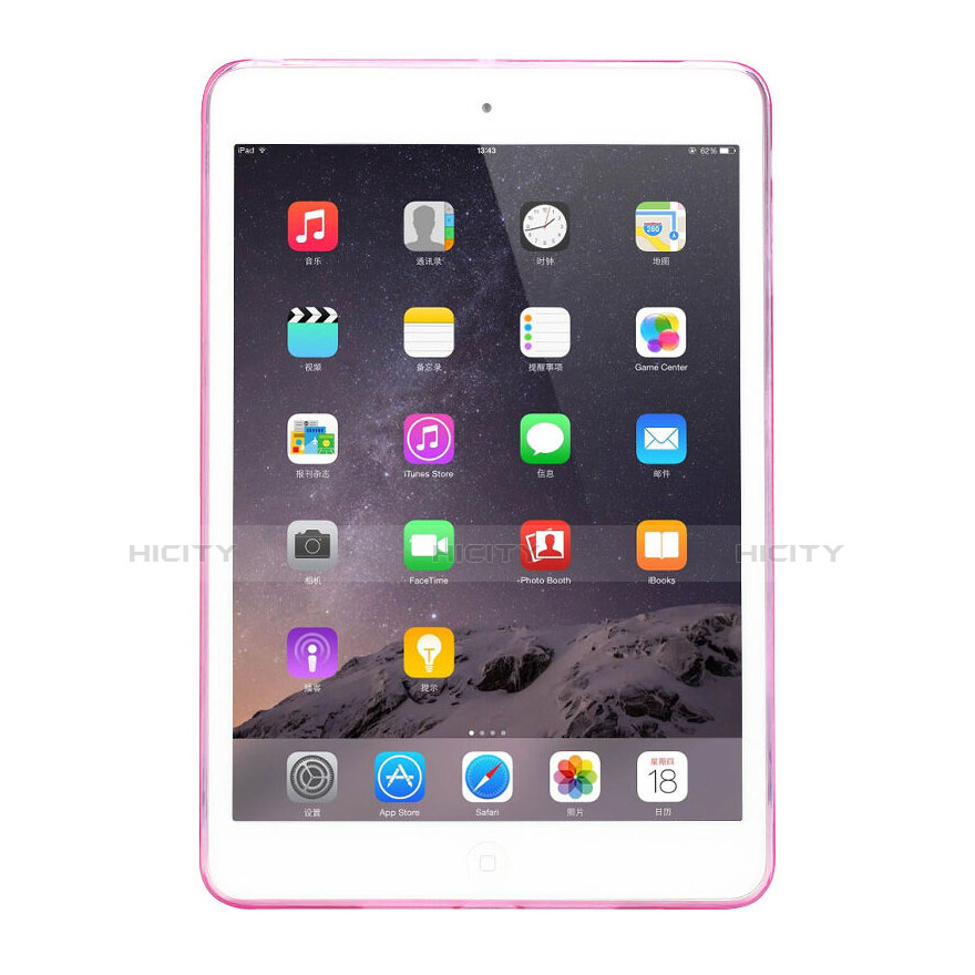Apple iPad Mini用極薄ソフトケース シリコンケース 耐衝撃 全面保護 クリア透明 アップル ピンク