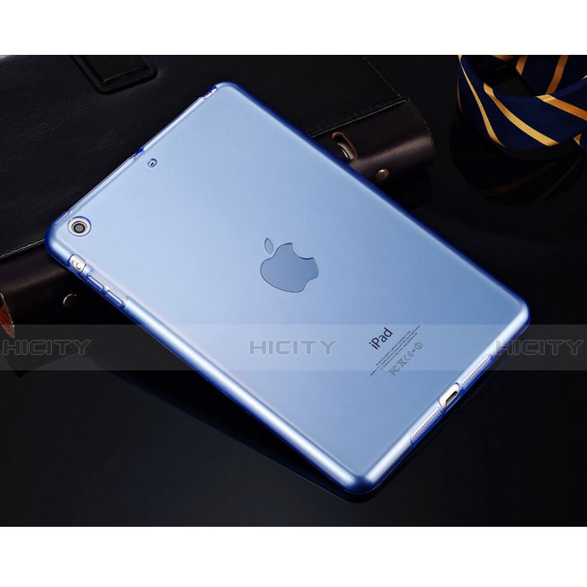 Apple iPad Mini用極薄ソフトケース シリコンケース 耐衝撃 全面保護 クリア透明 アップル ブルー