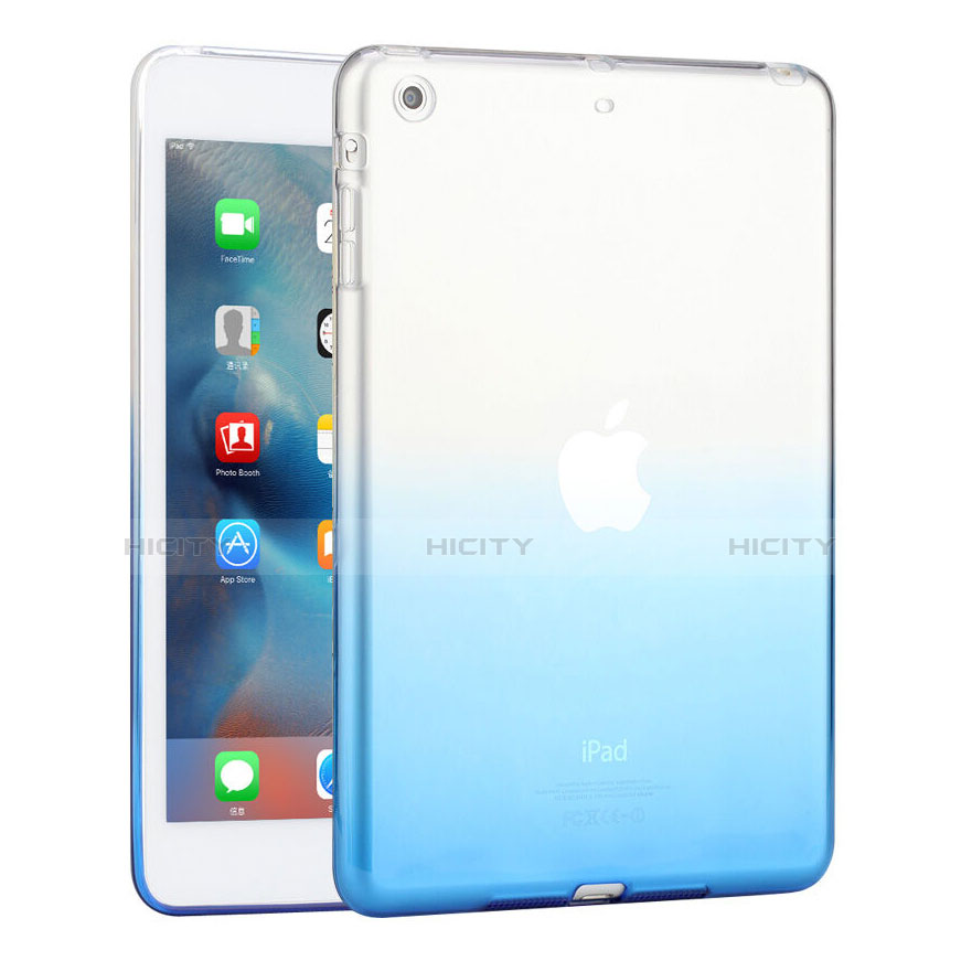 Apple iPad Mini用極薄ソフトケース グラデーション 勾配色 クリア透明 アップル ネイビー