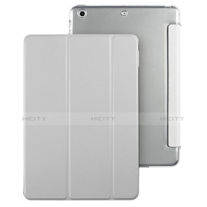Apple iPad Mini用手帳型 レザーケース スタンド 液晶保護フィルム アップル シルバー