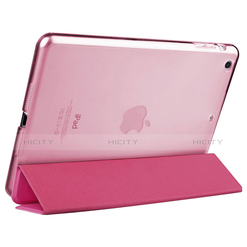Apple iPad Mini用手帳型 レザーケース スタンド L06 アップル ローズレッド