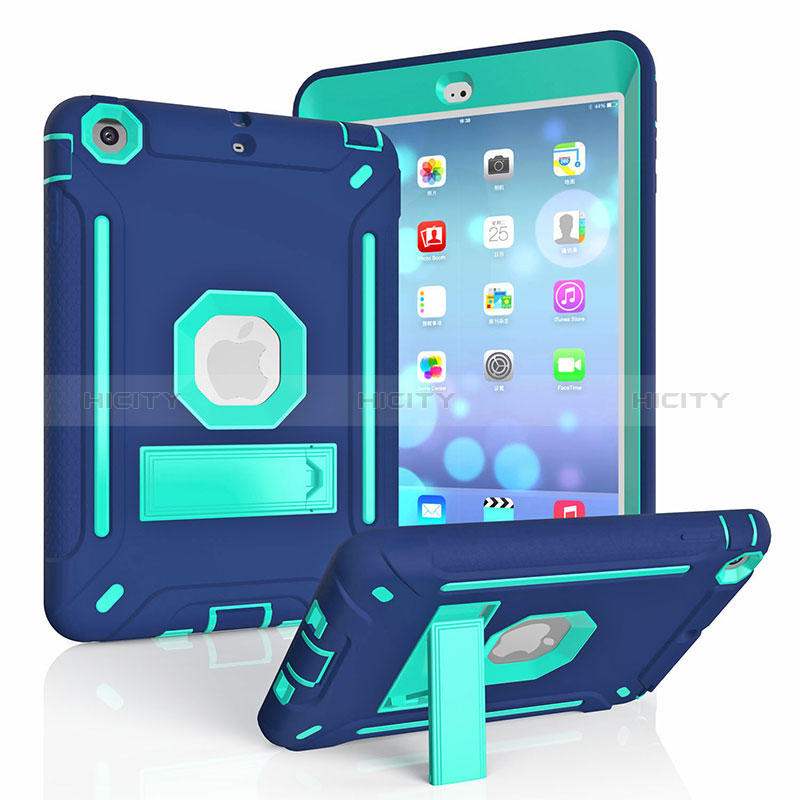Apple iPad Mini用ハイブリットバンパーケース スタンド プラスチック 兼シリコーン カバー YJ2 アップル ネイビー