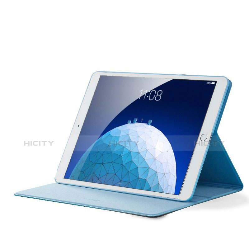 Apple iPad New Air (2019) 10.5用手帳型 布 スタンド アップル ブルー