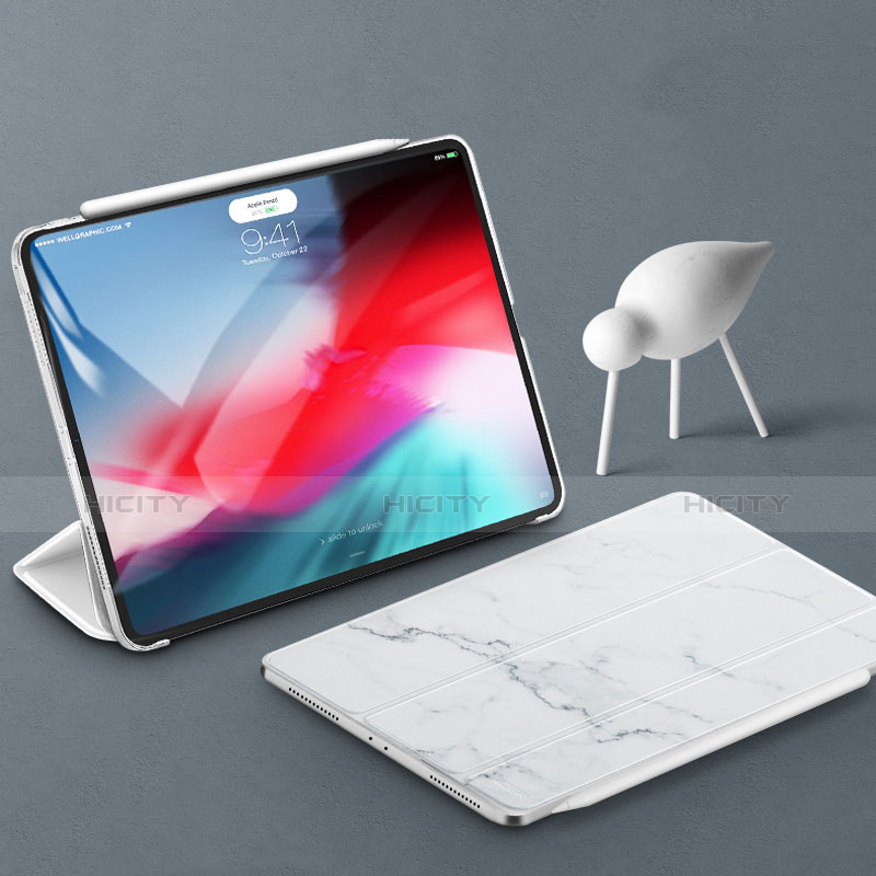 Apple iPad Pro 11 (2018)用手帳型 レザーケース スタンド カバー アップル ホワイト