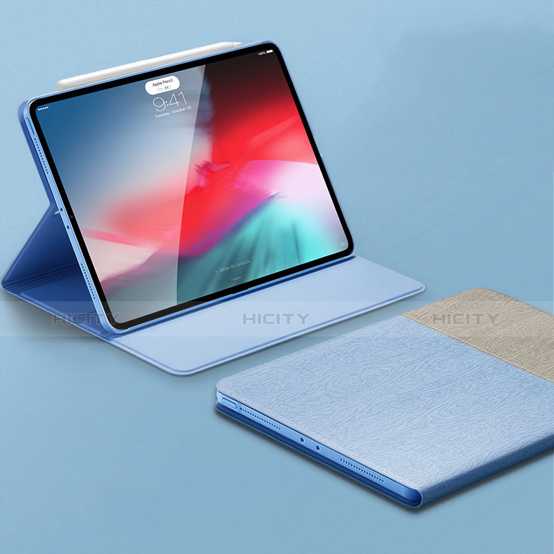 Apple iPad Pro 11 (2018)用手帳型 レザーケース スタンド カバー L01 アップル ブルー