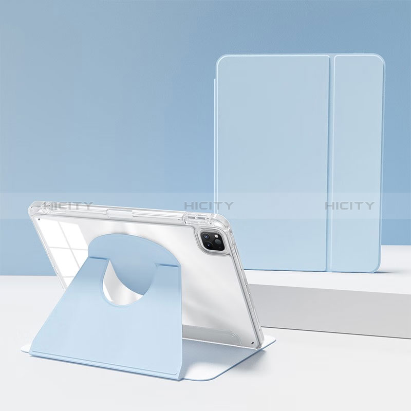 Apple iPad Pro 11 (2020)用手帳型 レザーケース スタンド カバー H03 アップル ライトブルー