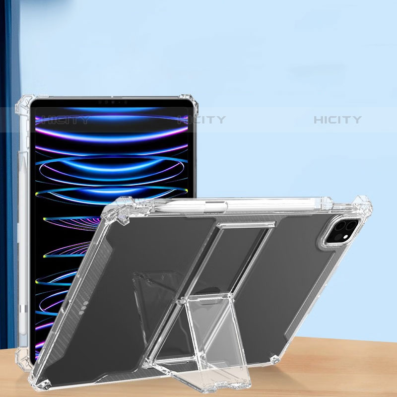 Apple iPad Pro 11 (2020)用極薄ソフトケース シリコンケース 耐衝撃 全面保護 クリア透明 スタンド S01 アップル クリア