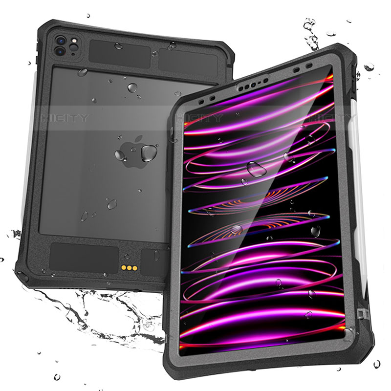 Apple iPad Pro 11 (2020)用完全防水ケース ハイブリットバンパーカバー 高級感 手触り良い 360度 W01 アップル ブラック