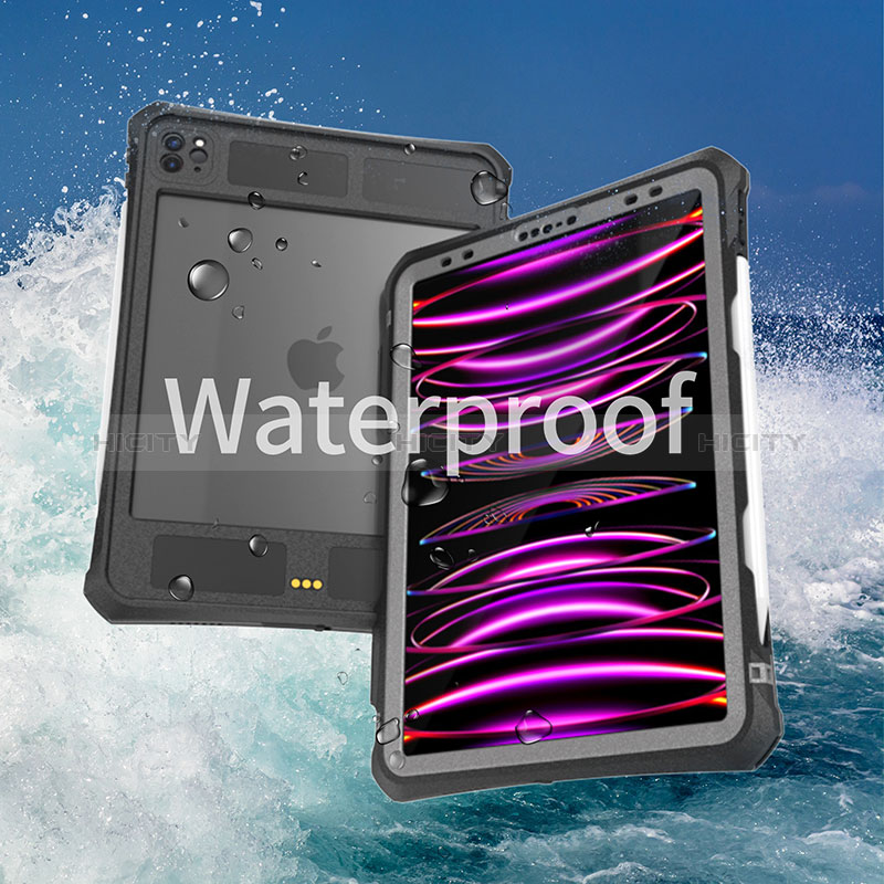 Apple iPad Pro 11 (2022)用完全防水ケース ハイブリットバンパーカバー 高級感 手触り良い 360度 W01 アップル ブラック