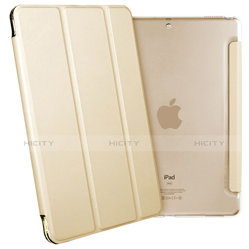 Apple iPad Pro 12.9 (2017)用手帳型 レザーケース スタンド アップル ゴールド