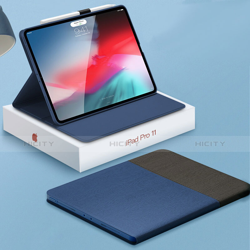 Apple iPad Pro 12.9 (2018)用手帳型 レザーケース スタンド アップル ネイビー・ブラック