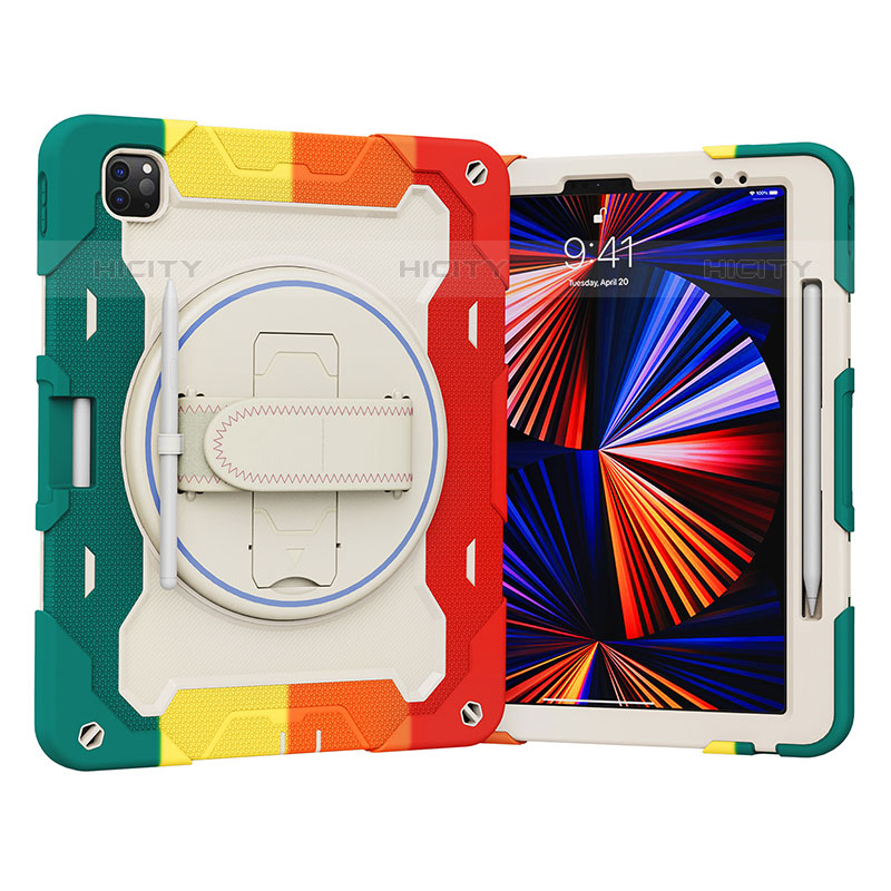 Apple iPad Pro 12.9 (2020)用ハイブリットバンパーケース スタンド プラスチック 兼シリコーン カバー L03 アップル レッド