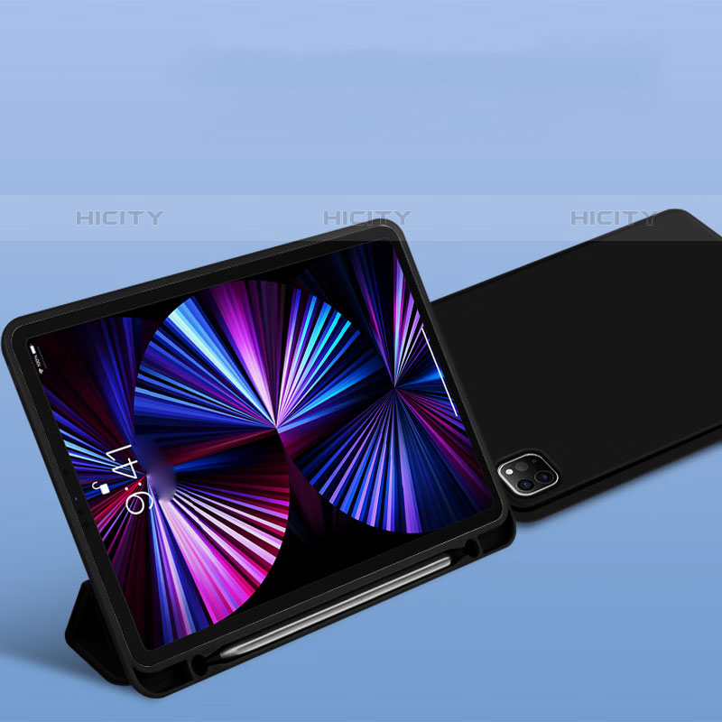Apple iPad Pro 12.9 (2020)用手帳型 レザーケース スタンド カバー P01 アップル ブラック