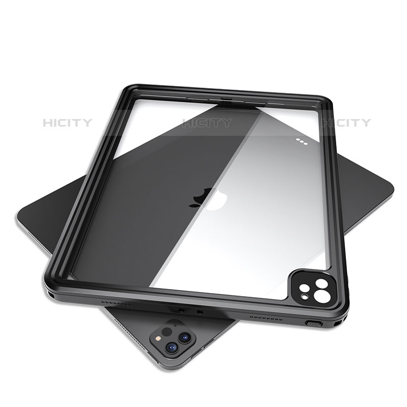 Apple iPad Pro 12.9 (2020)用完全防水ケース ハイブリットバンパーカバー 高級感 手触り良い 360度 W01 アップル ブラック