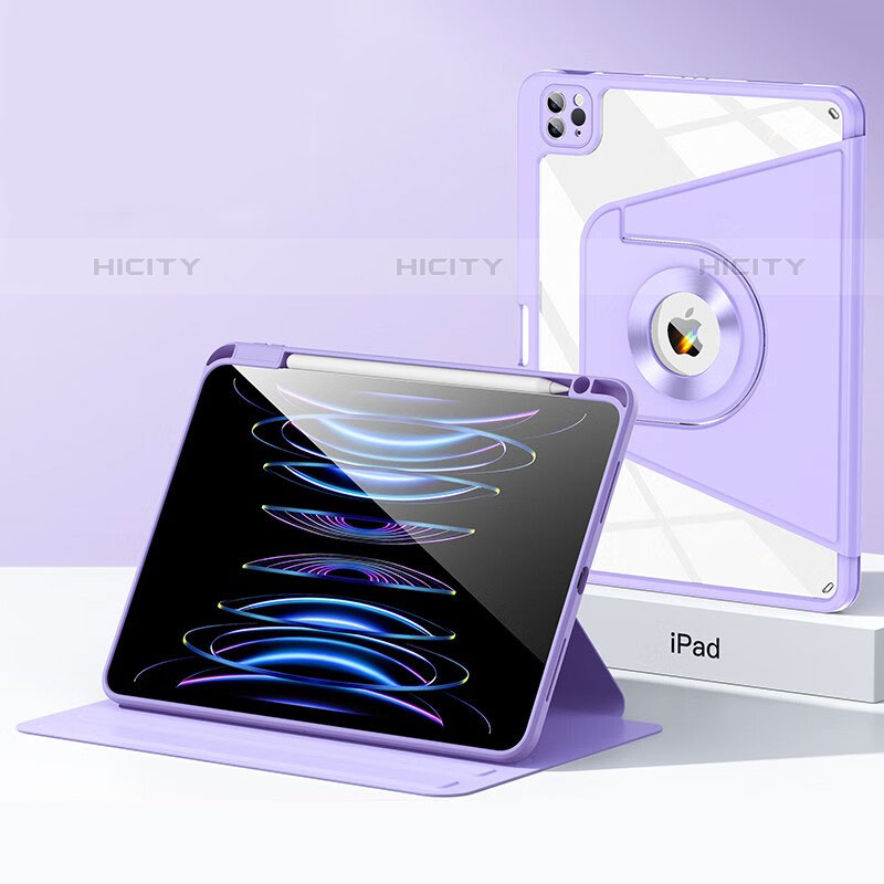 Apple iPad Pro 12.9 (2020)用ハイブリットバンパーケース スタンド プラスチック 兼シリコーン カバー S01 アップル パープル