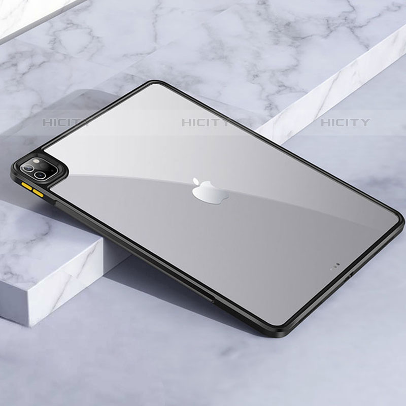 Apple iPad Pro 12.9 (2020)用ハイブリットバンパーケース クリア透明 プラスチック カバー アップル ブラック