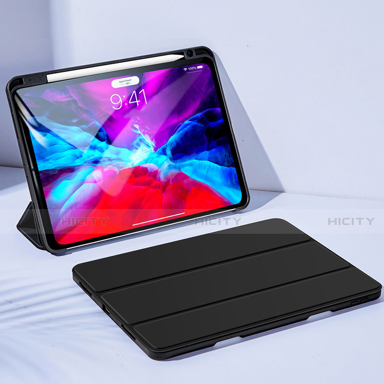 Apple iPad Pro 12.9 (2020)用手帳型 レザーケース スタンド アップル ブラック