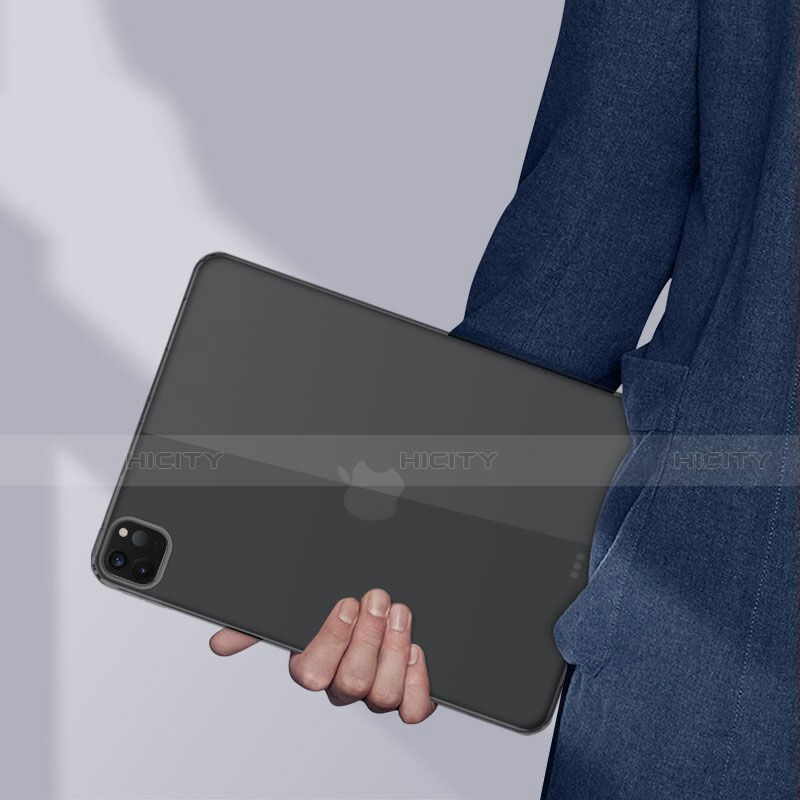 Apple iPad Pro 12.9 (2020)用極薄ソフトケース シリコンケース 耐衝撃 全面保護 クリア透明 T02 アップル ブラック