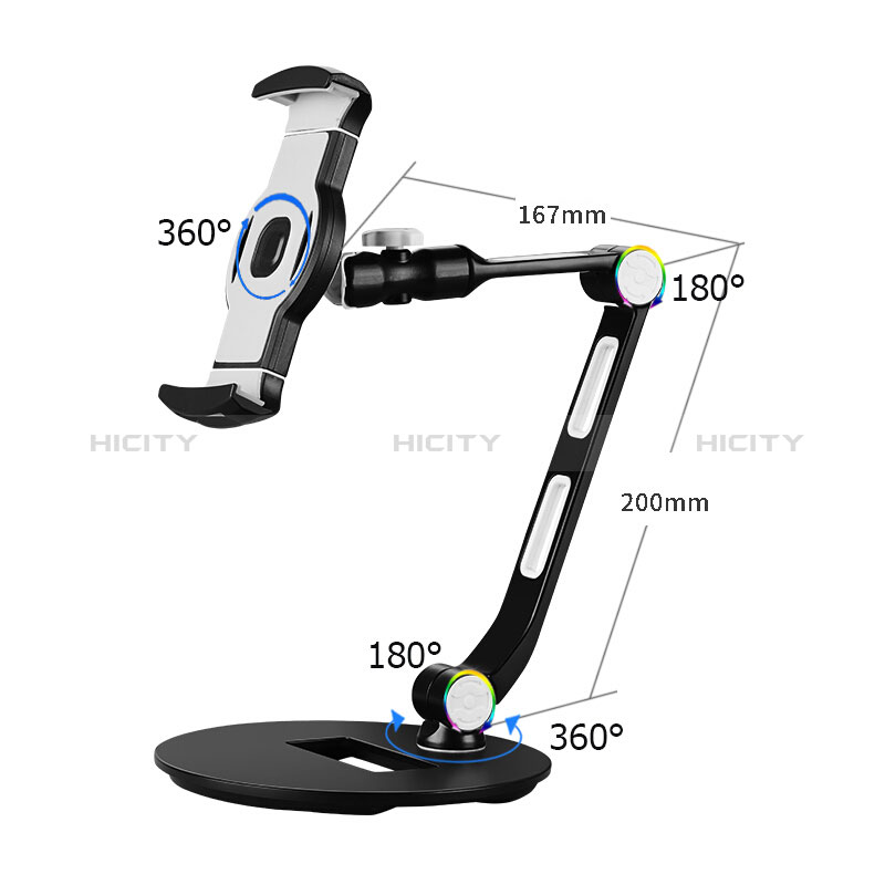 Apple iPad Pro 12.9 (2022)用スタンドタイプのタブレット クリップ式 フレキシブル仕様 H08 アップル ブラック