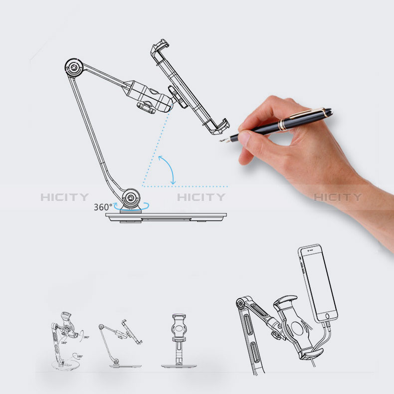 Apple iPad Pro 12.9 (2022)用スタンドタイプのタブレット クリップ式 フレキシブル仕様 H08 アップル ブラック