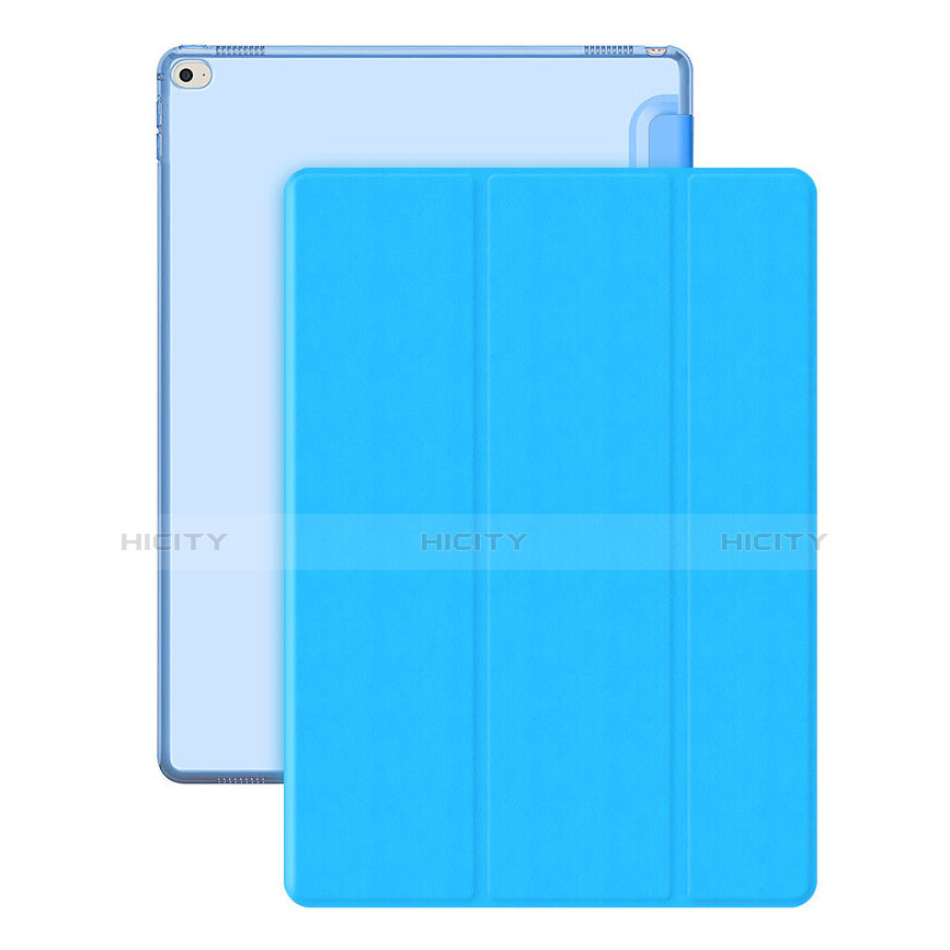 Apple iPad Pro 12.9用手帳型 レザーケース スタンド アップル ブルー