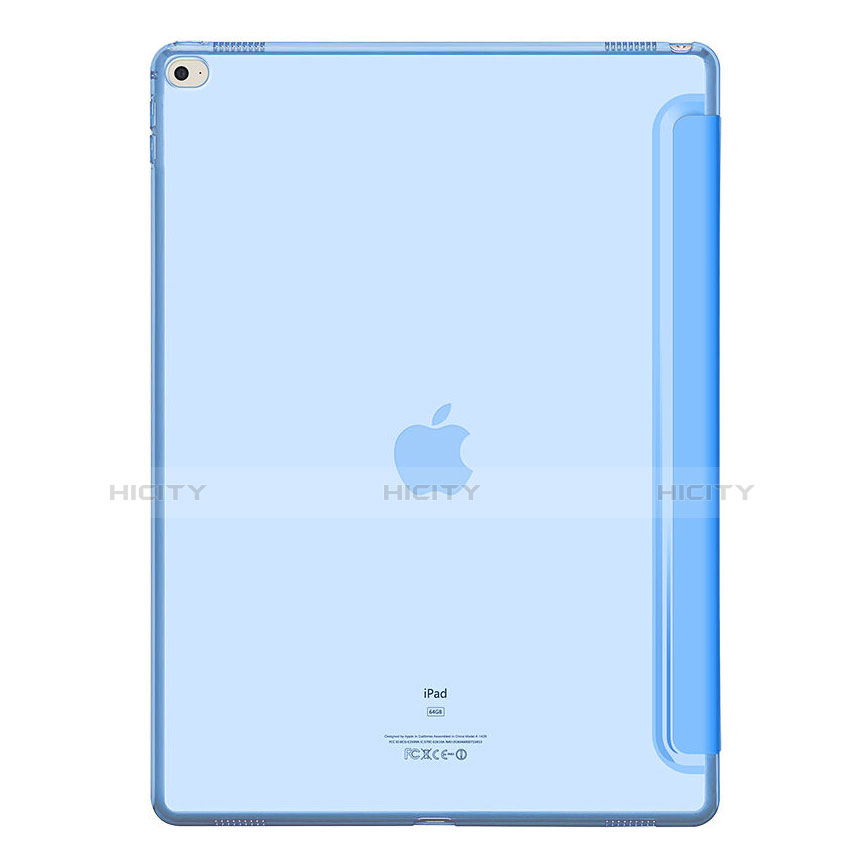 Apple iPad Pro 12.9用手帳型 レザーケース スタンド アップル ブルー