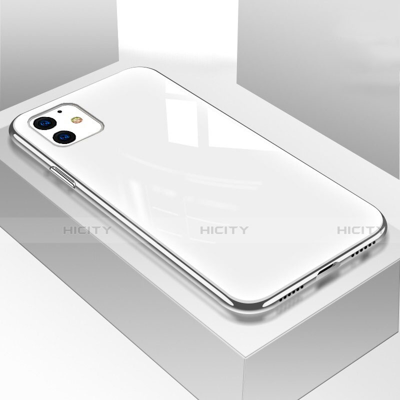 Apple iPhone 11用ハイブリットバンパーケース プラスチック 鏡面 カバー アップル ホワイト