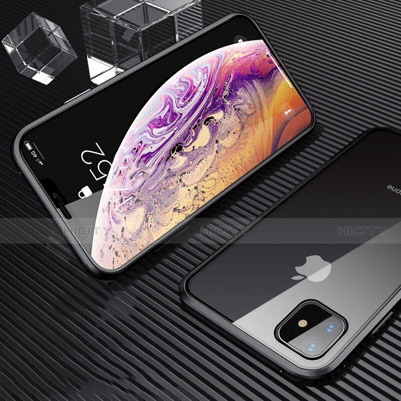 Apple iPhone 11用ケース 高級感 手触り良い アルミメタル 製の金属製 360度 フルカバーバンパー 鏡面 カバー M01 アップル ブラック