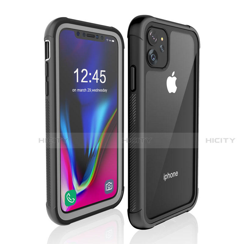 Apple iPhone 11用完全防水ケース ハイブリットバンパーカバー 高級感 手触り良い 360度 W02 アップル ブラック