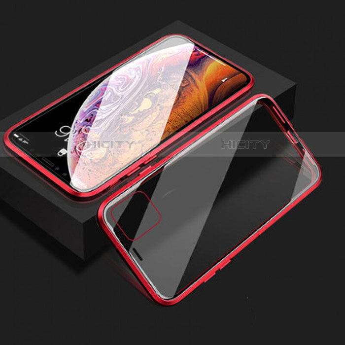 Apple iPhone 11用ケース 高級感 手触り良い アルミメタル 製の金属製 360度 フルカバーバンパー 鏡面 カバー T08 アップル レッド