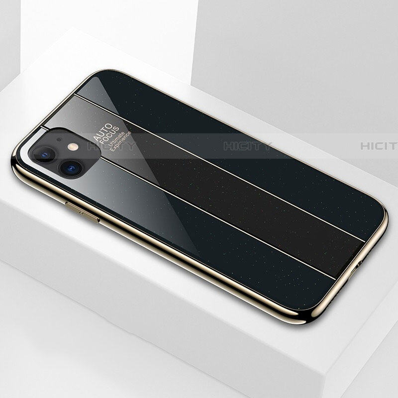 Apple iPhone 11用ハイブリットバンパーケース プラスチック 鏡面 カバー T01 アップル ブラック