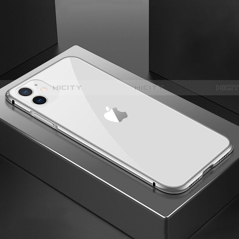 Apple iPhone 11用ケース 高級感 手触り良い アルミメタル 製の金属製 360度 フルカバーバンパー 鏡面 カバー T02 アップル シルバー