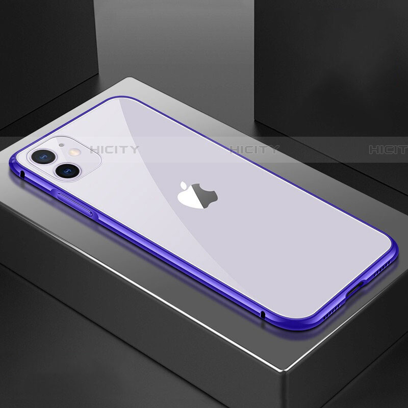 Apple iPhone 11用ケース 高級感 手触り良い アルミメタル 製の金属製 360度 フルカバーバンパー 鏡面 カバー T02 アップル パープル