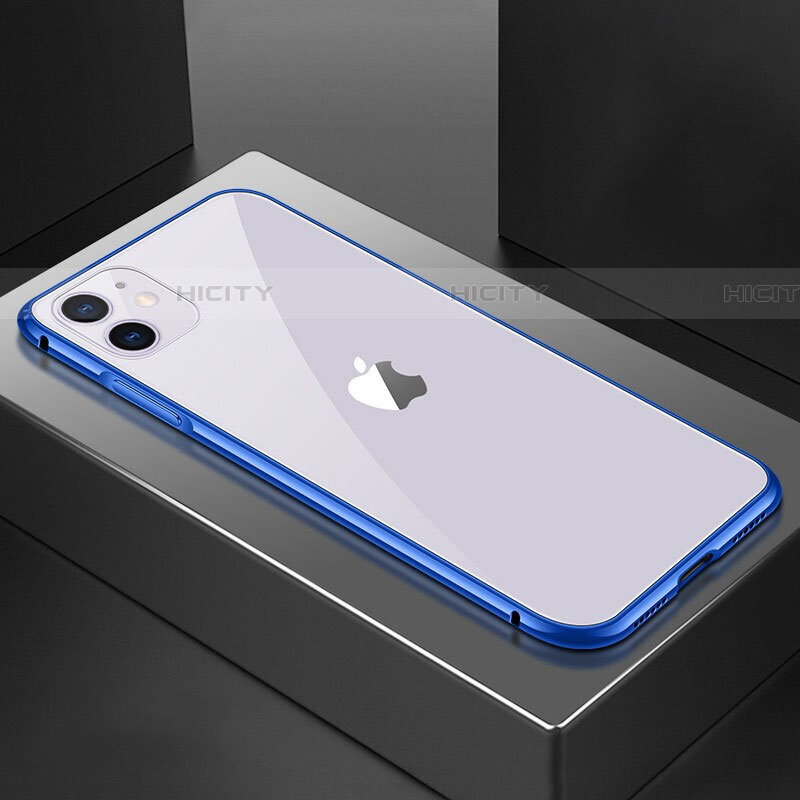 Apple iPhone 11用ケース 高級感 手触り良い アルミメタル 製の金属製 360度 フルカバーバンパー 鏡面 カバー T02 アップル ネイビー