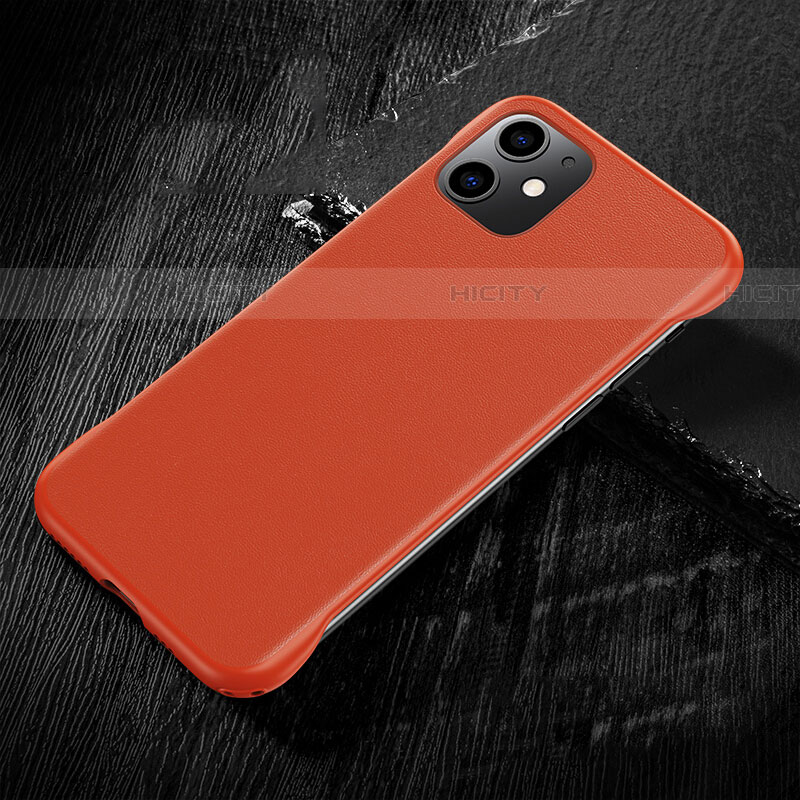 Apple iPhone 11用ケース 高級感 手触り良いレザー柄 R05 アップル オレンジ